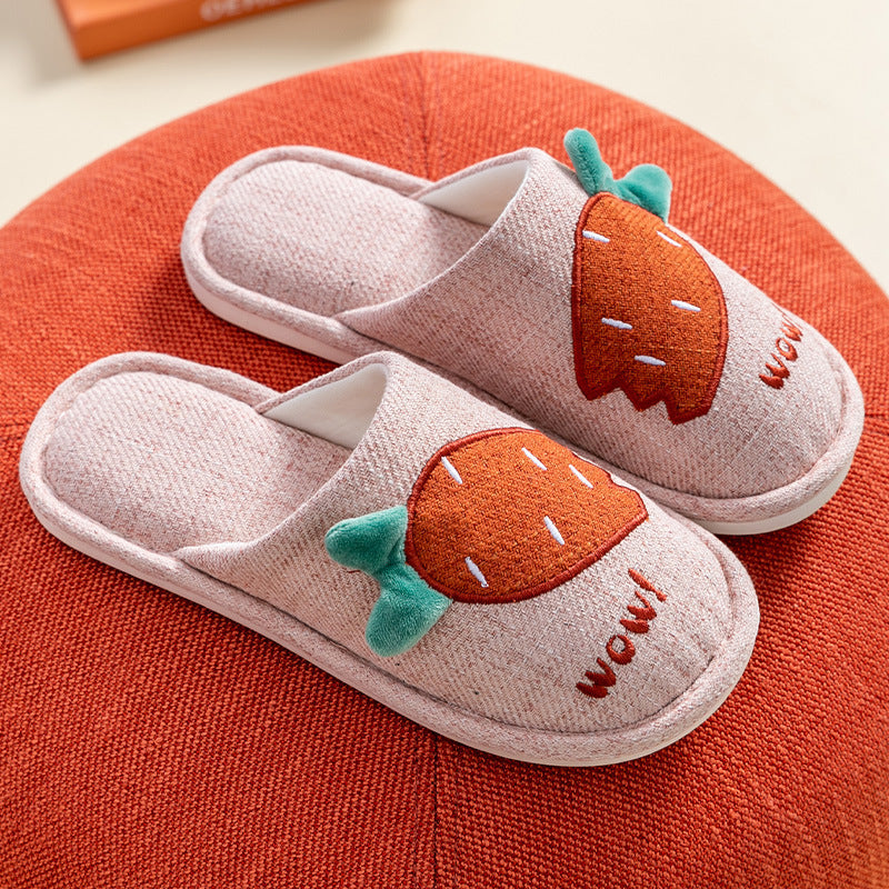 Cotton Slippers Ladies Floor Home Non-slip Thick-soled Warm Couple Slippers