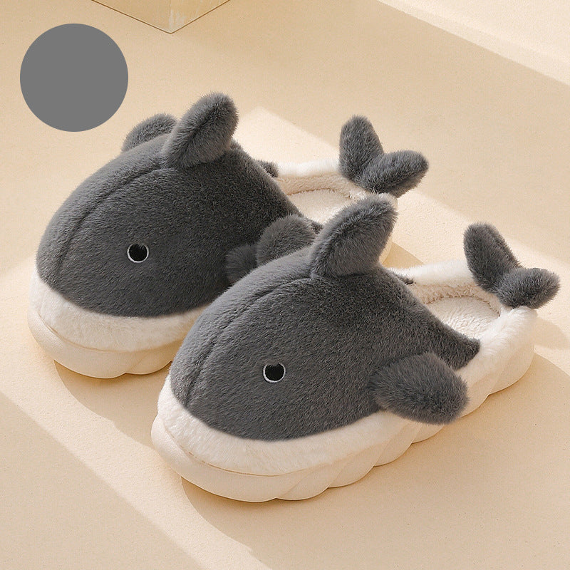 Shark Slippers Soft Sole Furry Shoes Home Bedroom Slippers Women