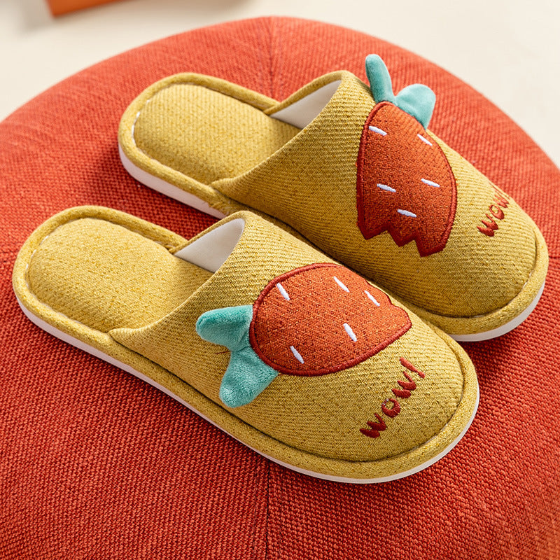 Cotton Slippers Ladies Floor Home Non-slip Thick-soled Warm Couple Slippers