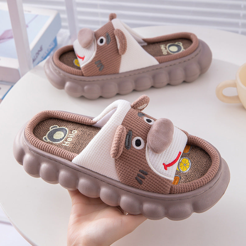 Linen Cartoon Cute Thick-soled Slippers