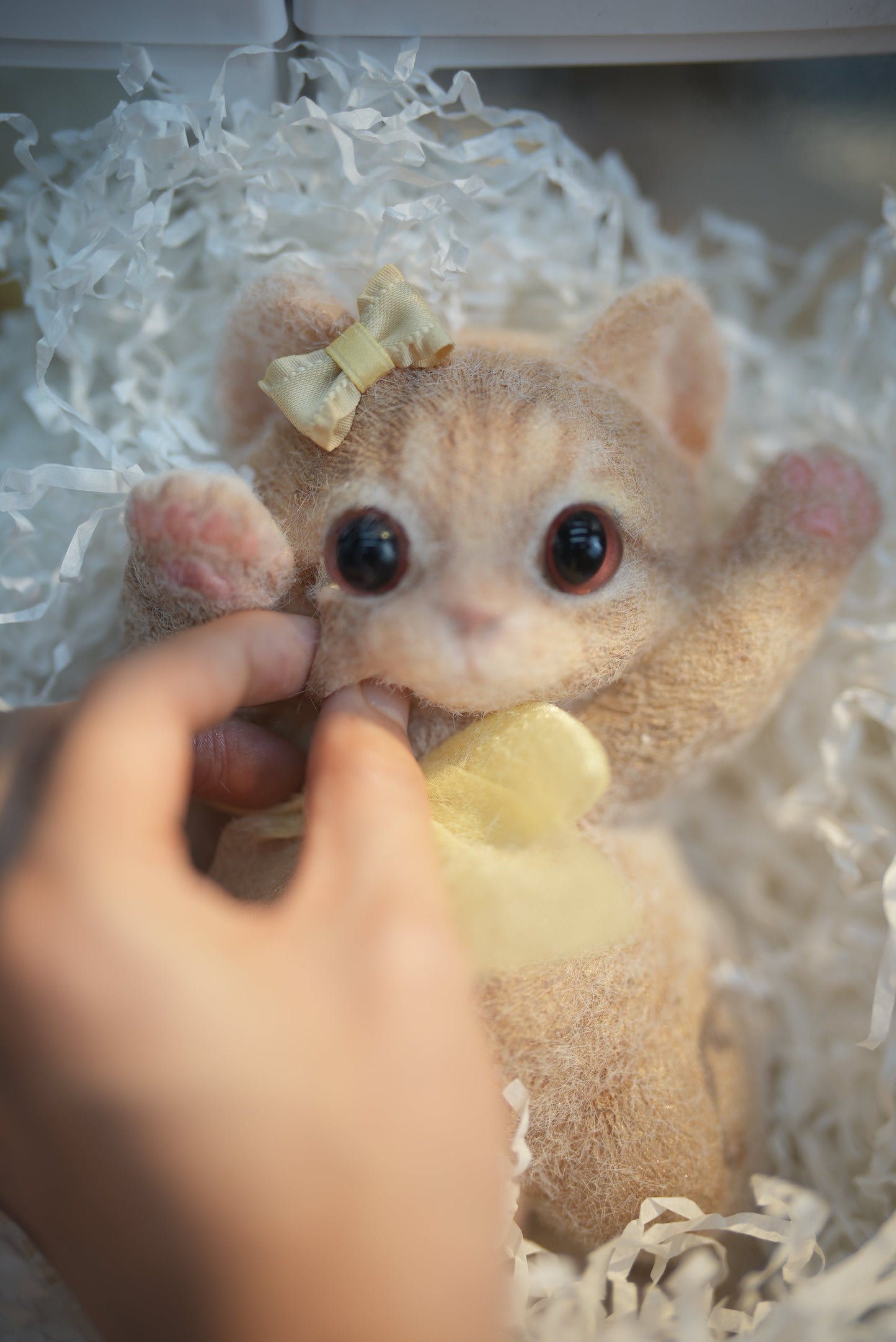 Lovely Ginger Squishy Cat with Yellow Bows