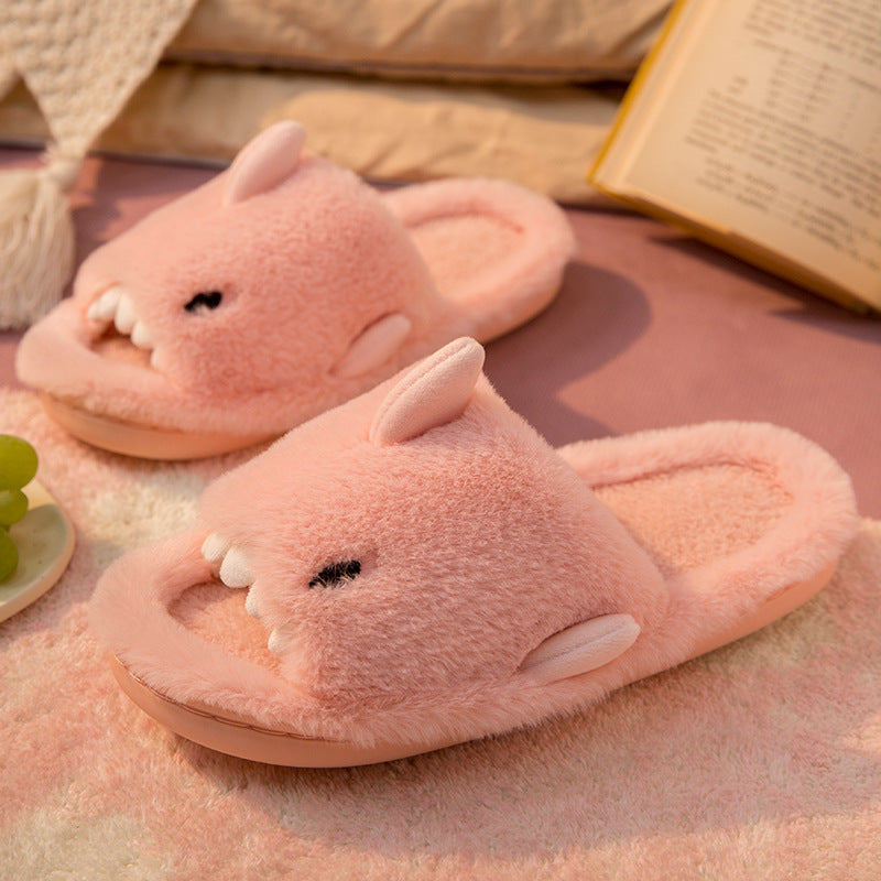 Shark Slippers Fluffy Slippers For Women Couple House Shoes Winter