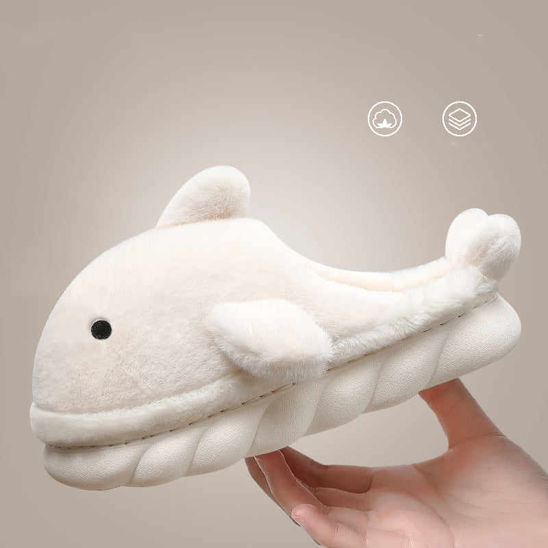 Shark Slippers Soft Sole Furry Shoes Home Bedroom Slippers Women