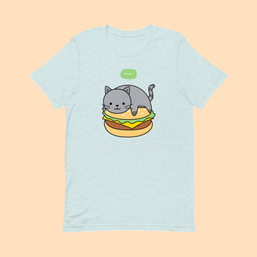 cozyfunky yummy burger cat short sleeve unisex t-shirt