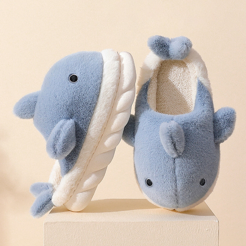 Shark Slippers Soft Sole Furry Shoes Home Bedroom Slippers Women