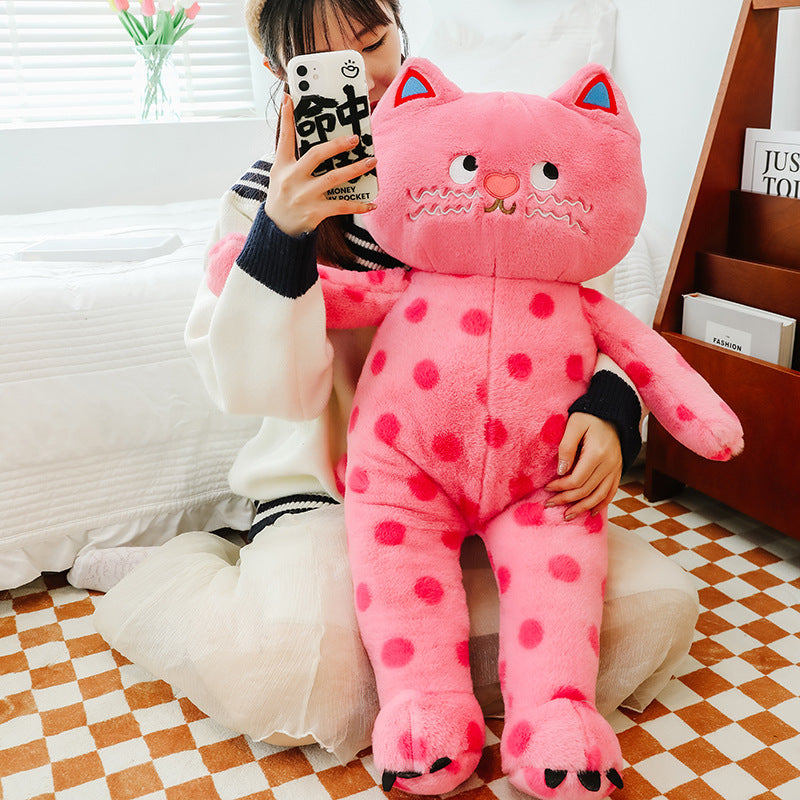 Adorable and Huggable Stuffed Kitty with a Fun Polka Dot Pattern