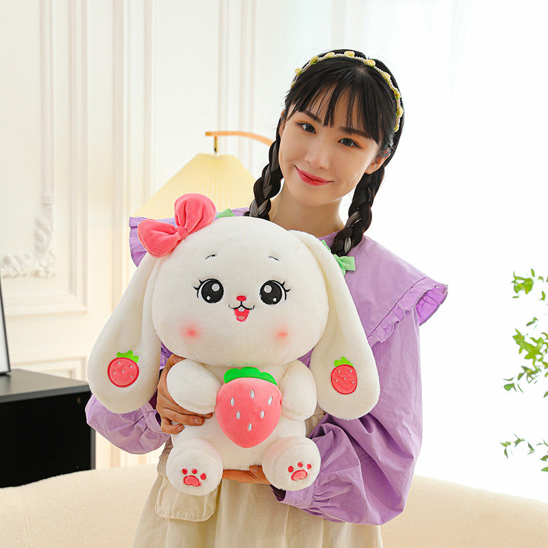 Adorable Bunny Plushie: Huggable Strawberry and Carrot Companion