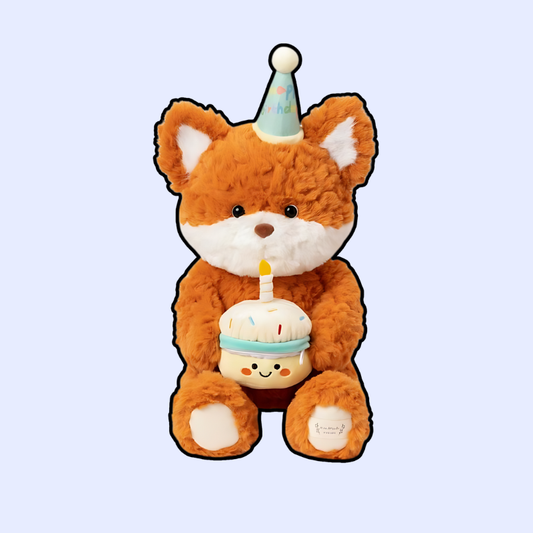 Adorable Fox Birthday Plushie with Cupcake Gift