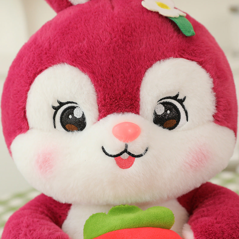 Adorable Plush Rabbit with Juicy Strawberry Companion