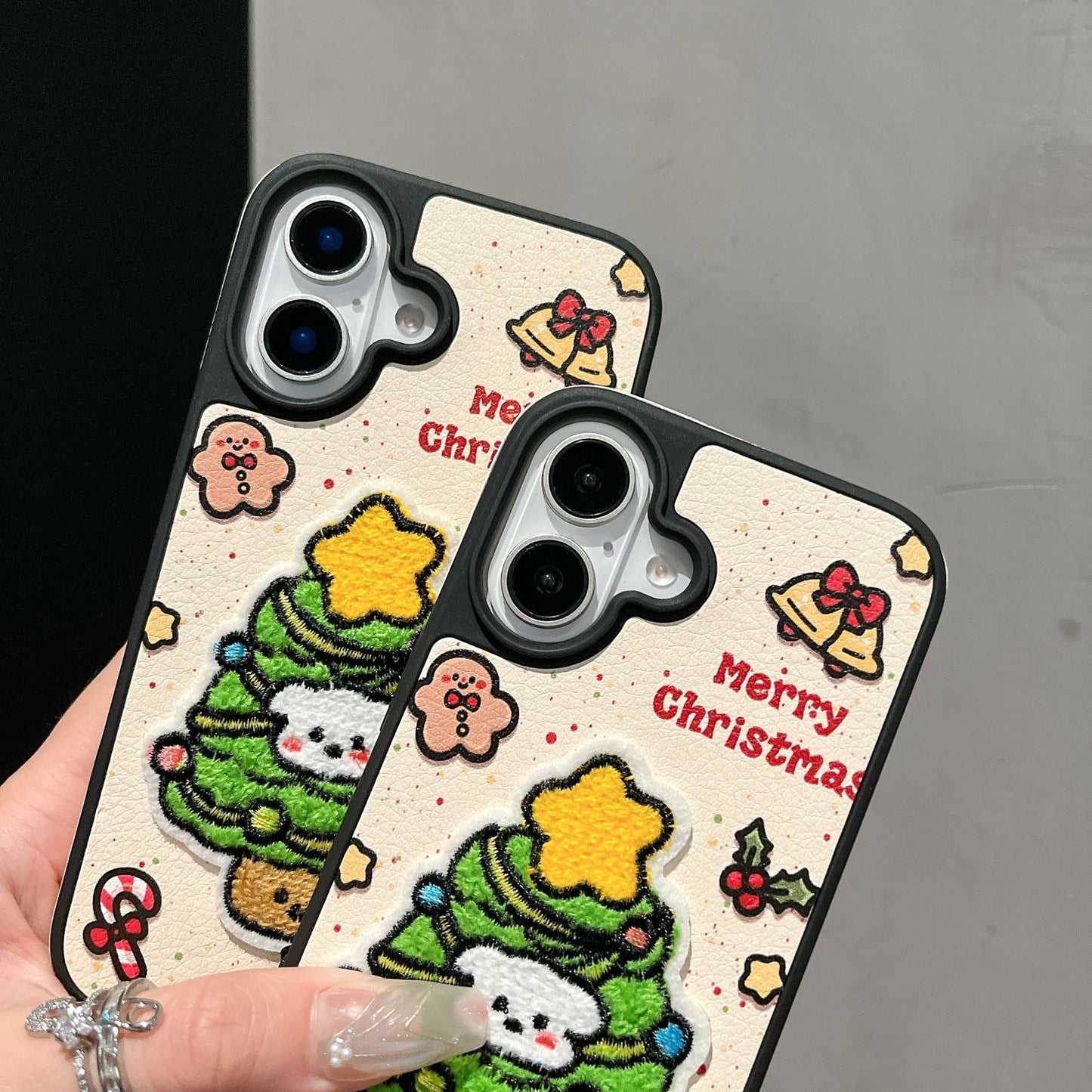 Christmas Tree Phone Case with Beaded Charm