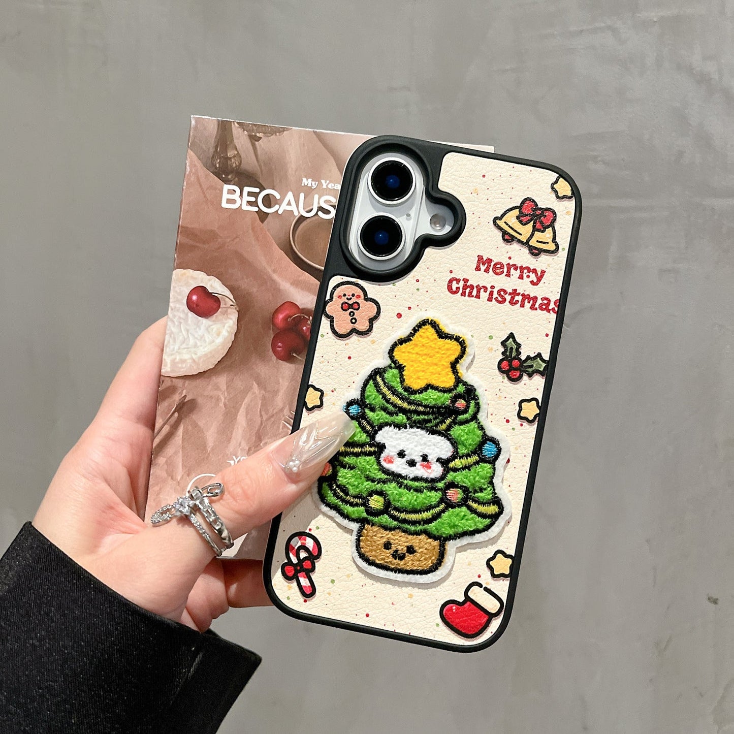 Christmas Tree Phone Case with Beaded Charm