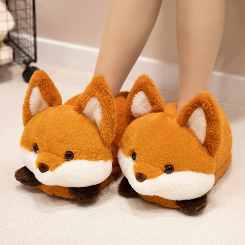 Cozy Fox Plush Slippers: Snuggle and Step in Style