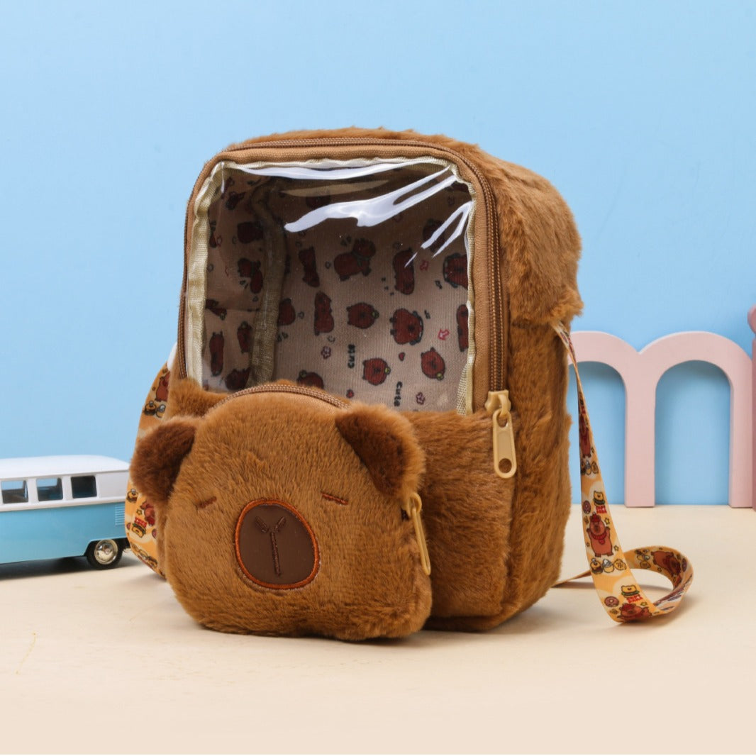 Cuddly Capybara Plush Backpack & Pouch Set