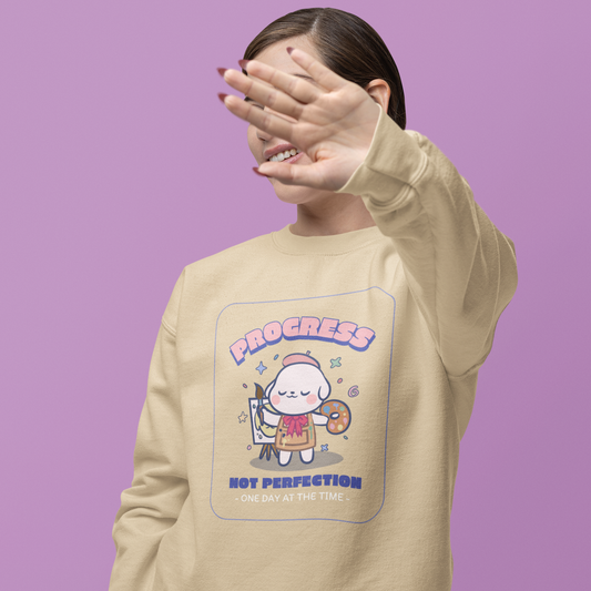 Kawaii Artist Sweatshirt - Progress Not Perfection