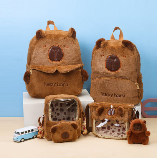 Cuddly Capybara Plush Backpack & Pouch Set