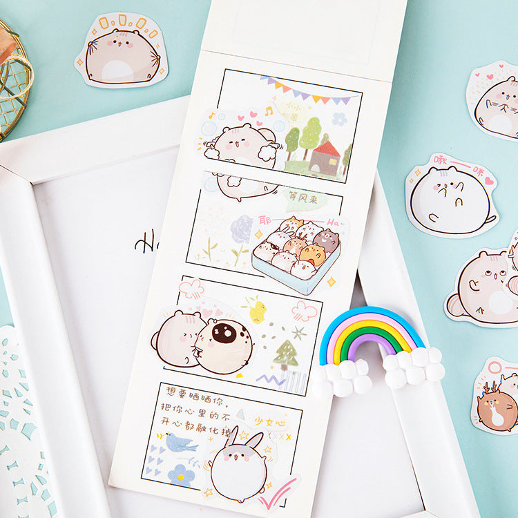 Kawaii Fat Rat Stickers 45 Pieces