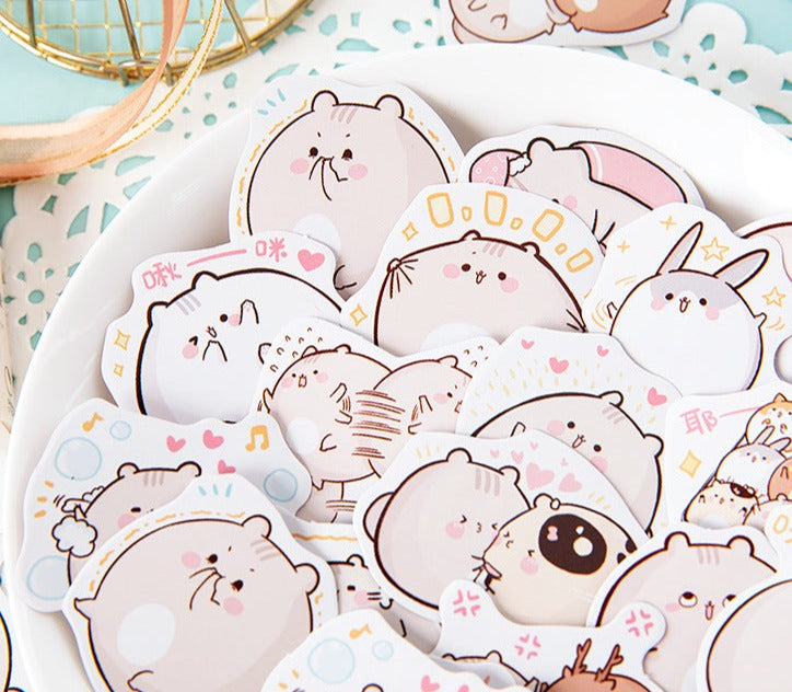 Kawaii Fat Rat Stickers 45 Pieces