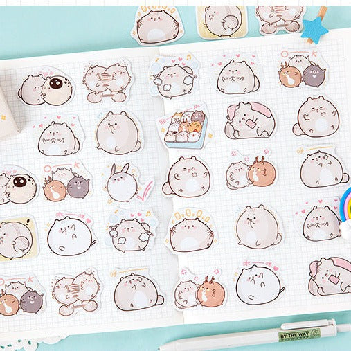 Kawaii Fat Rat Stickers 45 Pieces