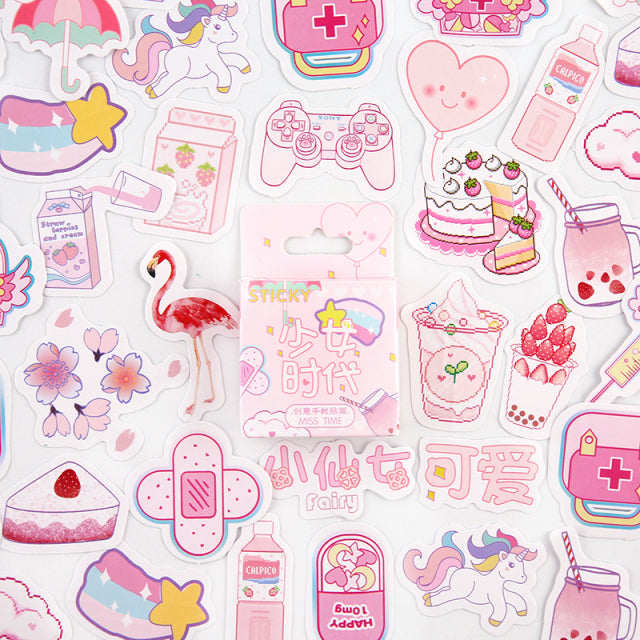 Kawaii Pink Stickers 45 Pieces