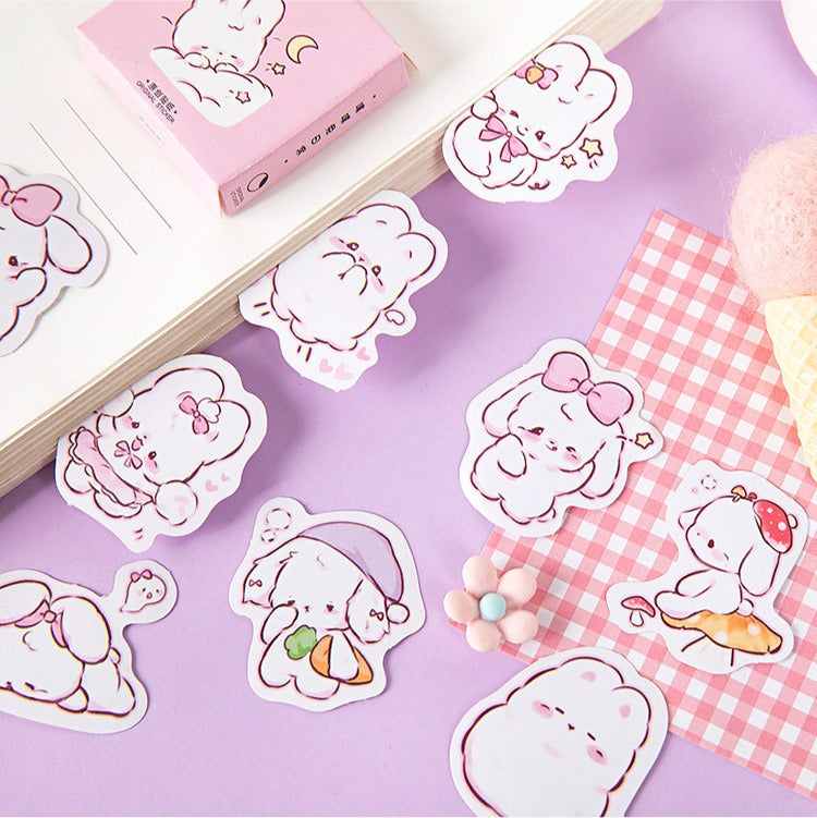 Kawaii Rabbit Bunny Pink 45 Pieces Stickers