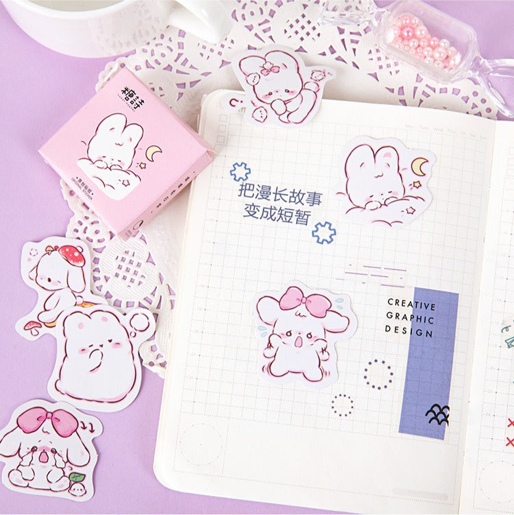 Kawaii Rabbit Bunny Pink 45 Pieces Stickers