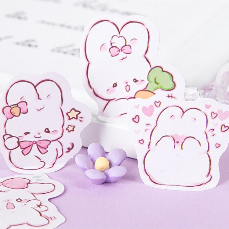 Kawaii Rabbit Bunny Pink 45 Pieces Stickers