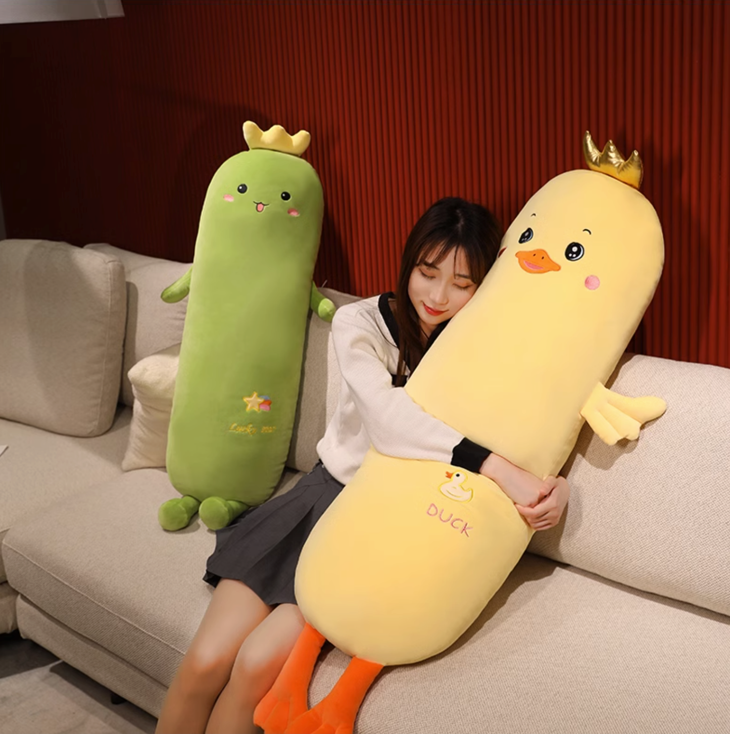 Dinosaur and Duck Long Pillow Plush