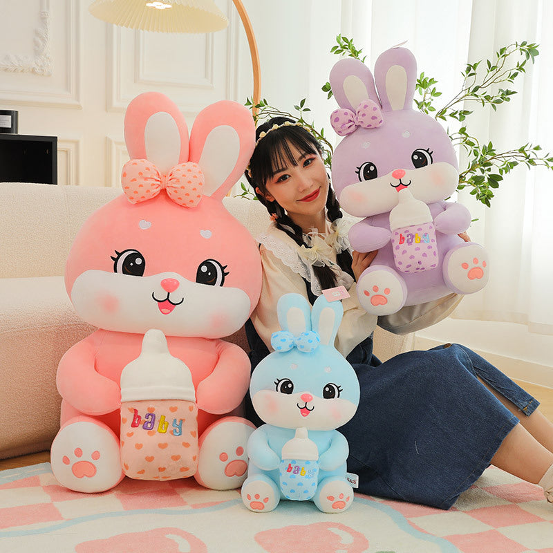 Irresistibly Cute Rabbit Plushie with milk Companion