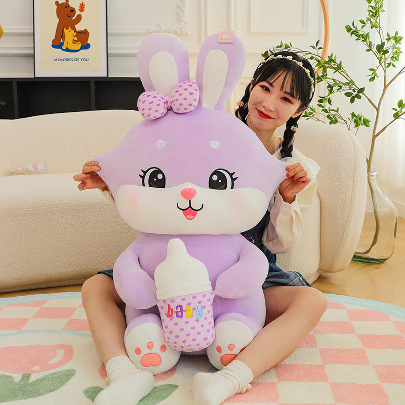 Irresistibly Cute Rabbit Plushie with milk Companion