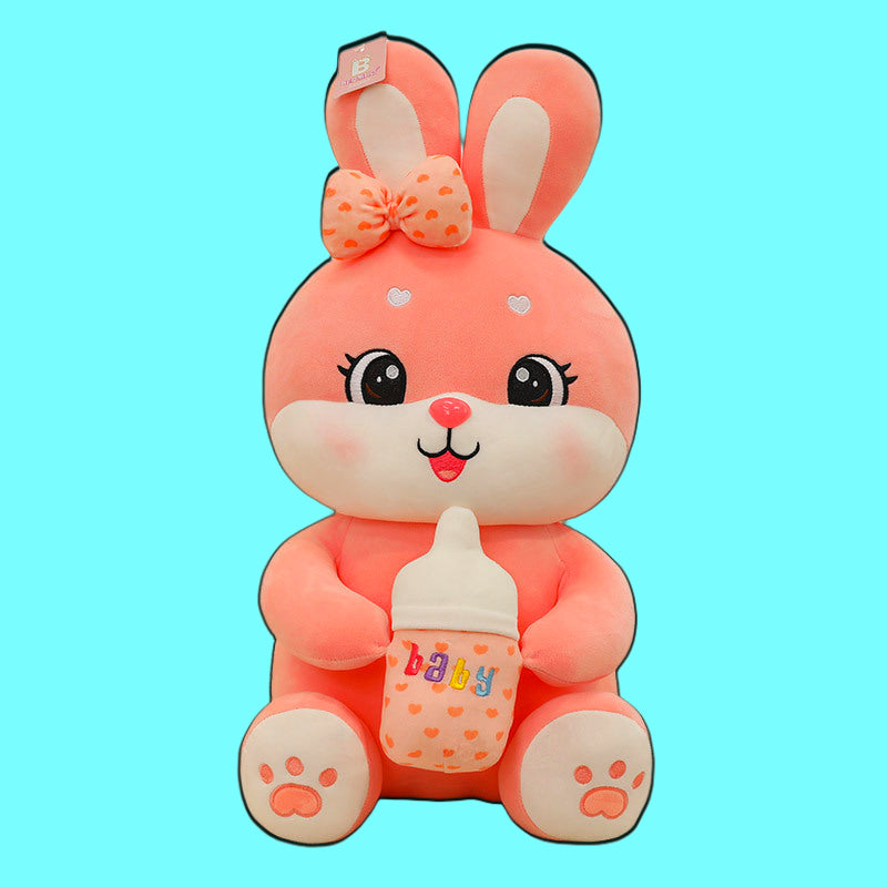 Irresistibly Cute Rabbit Plushie with milk Companion