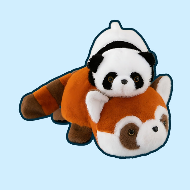 Convertible Cuddly Duo: Adorable Panda and Transforming Raccoon Plush Toy