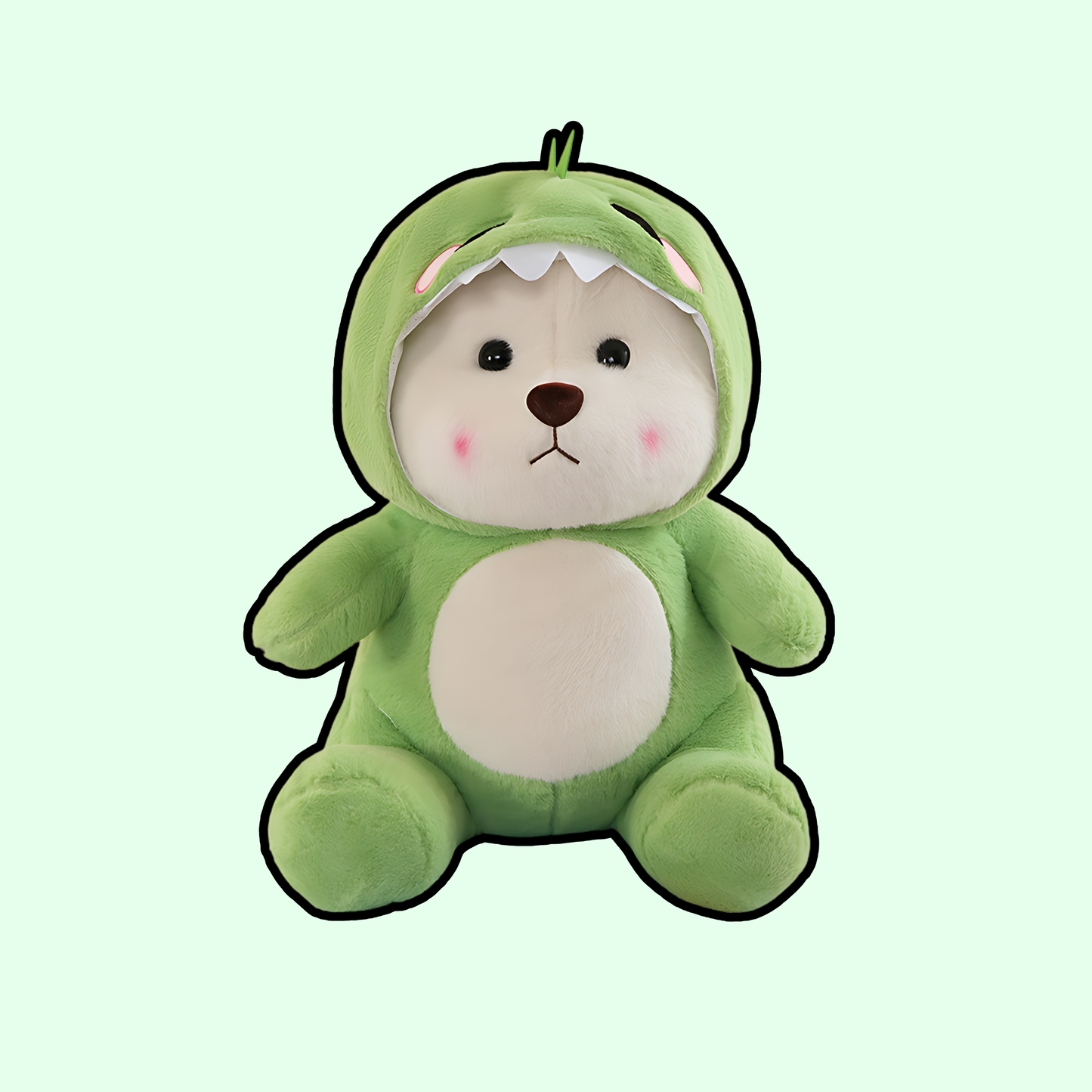 Snuggle Dino Buddy: Adorable Bear in Dinosaur Onesie Plushie