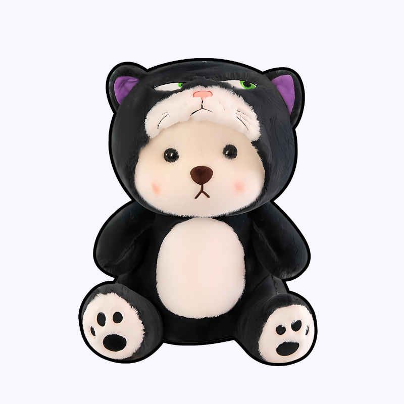 Cuddly Bear in Black Cat Costume