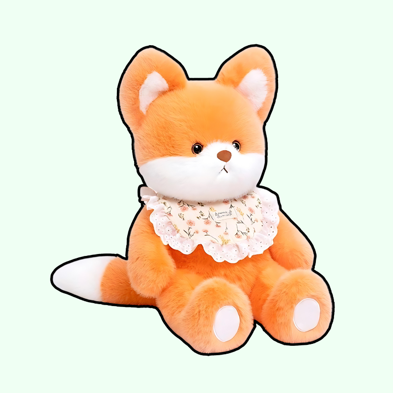 Adorable Fox Plush Set: Baby and Toddler Duo with Bib & Diaper