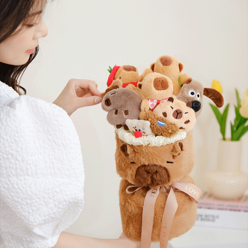 Adorable Capybara Bouquet Plushie: A Cuddly Floral Friend