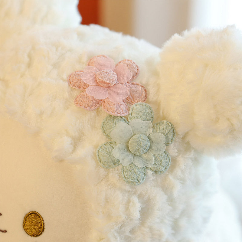 Adorable Fluffy Llama Plush with Lace Collar