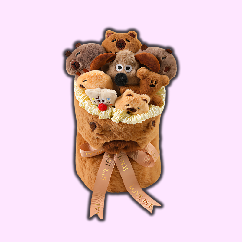 Adorable Capybara Bouquet Plushie: A Cuddly Floral Friend