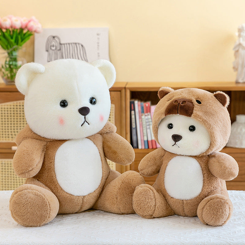 Bear Capybara Plush Duo: Adorable Hooded Companions