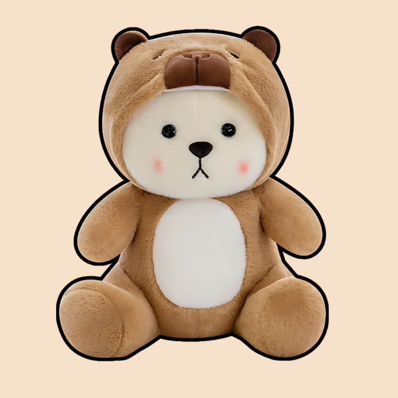 Bear Capybara Plush Duo: Adorable Hooded Companions