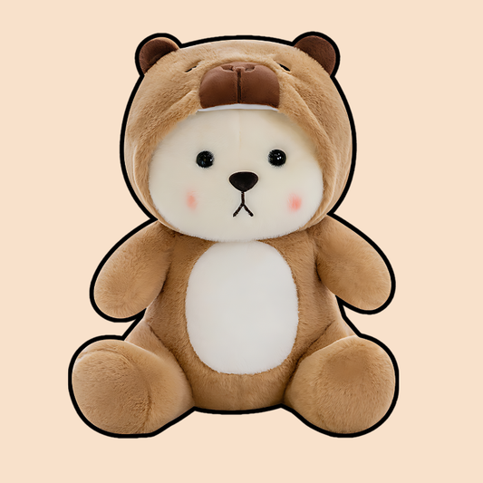 Bear Capybara Plush Duo: Adorable Hooded Companions