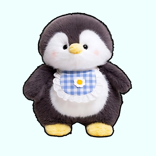 Penguin Plush with Gingham Bib – Soft & Cuddly