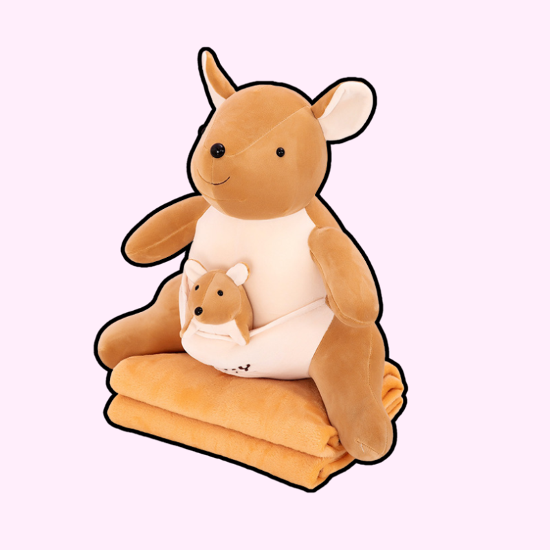 Happy Baby Kangaroo Plush Set with Matching Blankets