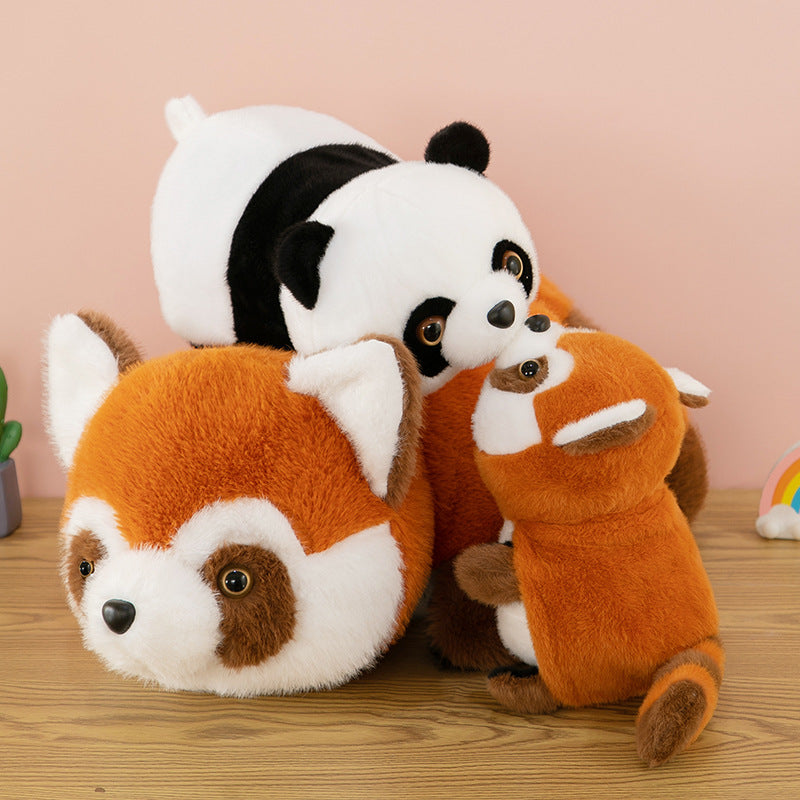 Convertible Cuddly Duo: Adorable Panda and Transforming Raccoon Plush Toy