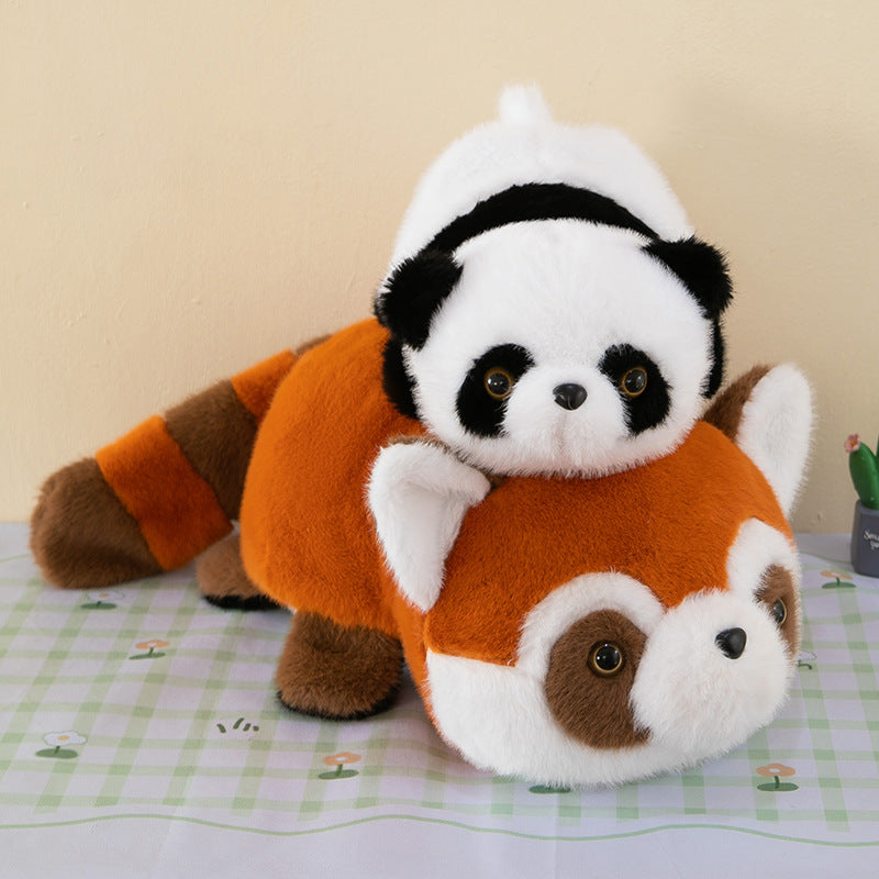 Convertible Cuddly Duo: Adorable Panda and Transforming Raccoon Plush Toy