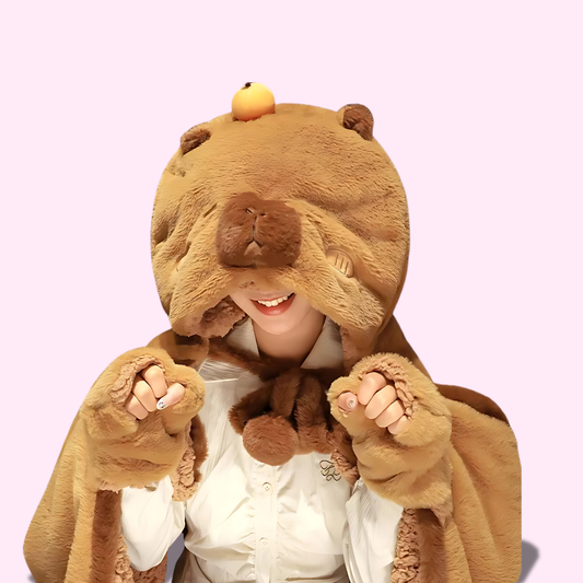 Cozy Capybara Hooded Blanket with Plush Paws