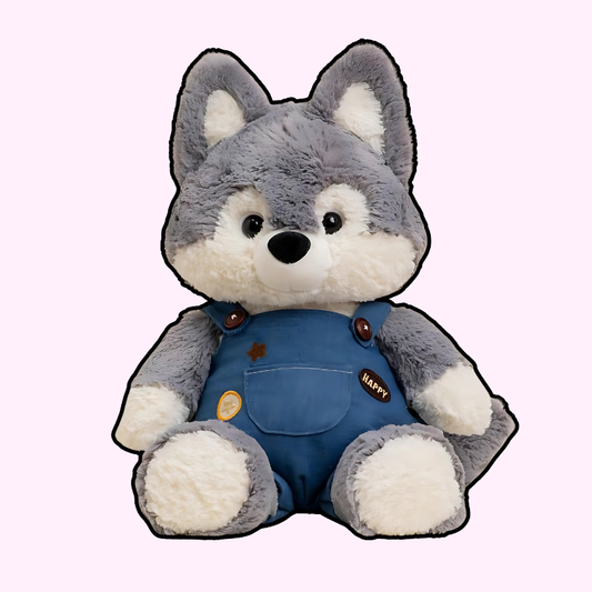 Cuddle Buddy Husky Plush in Overalls