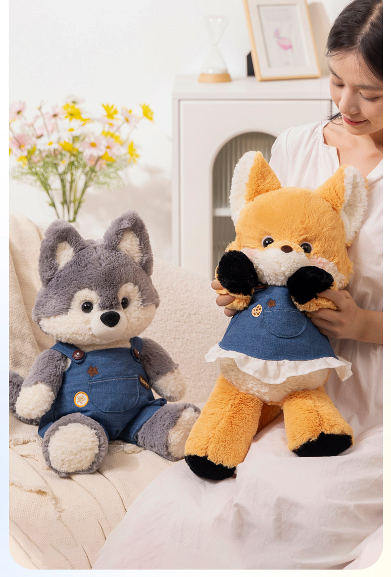 Cuddle Buddy Husky Plush in Overalls