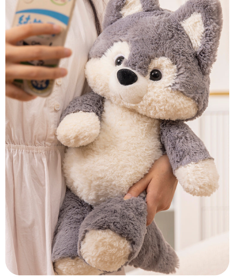 Cuddle Buddy Husky Plush in Overalls