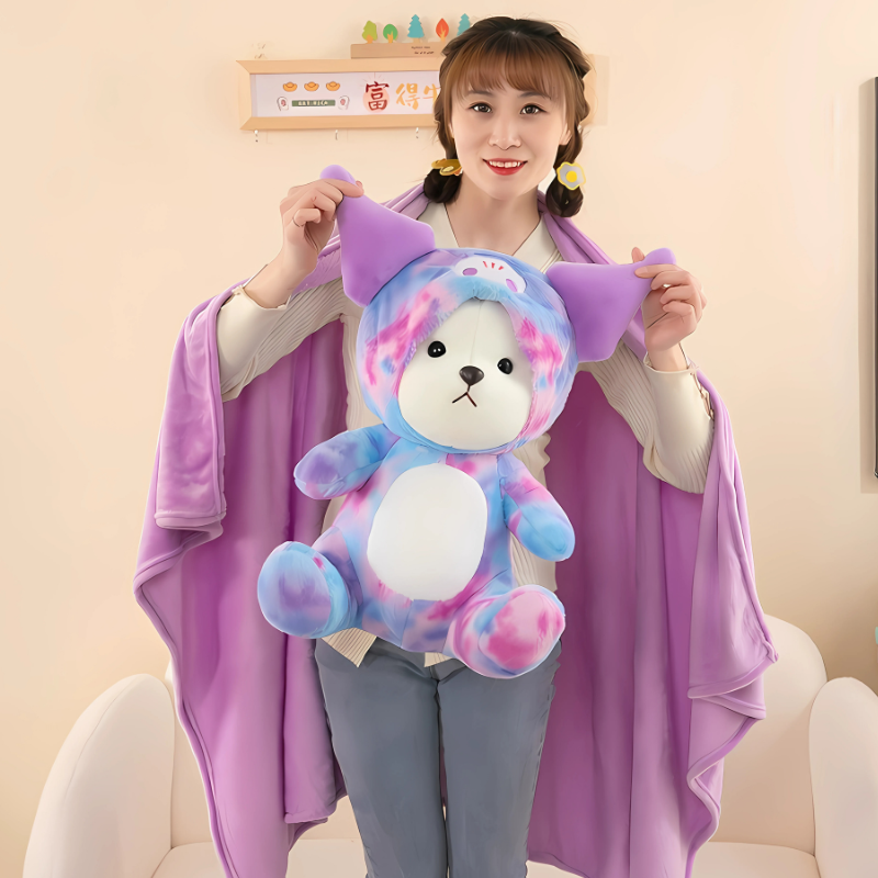 Dreamy Pastel Bunny Bear Plush with Blanket