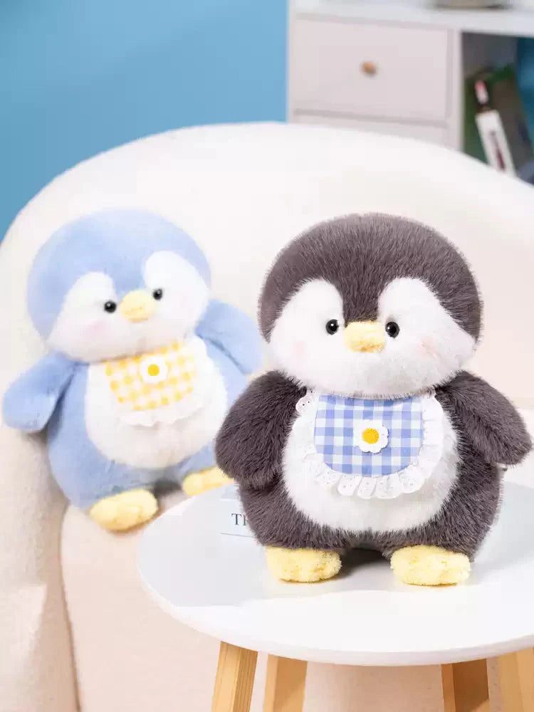 Penguin Plush with Gingham Bib – Soft & Cuddly